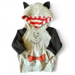 Dr. Seuss sz 18mo Cat in the Hat hoodie sweatshirt w/ kangaroo pocket & cat ears